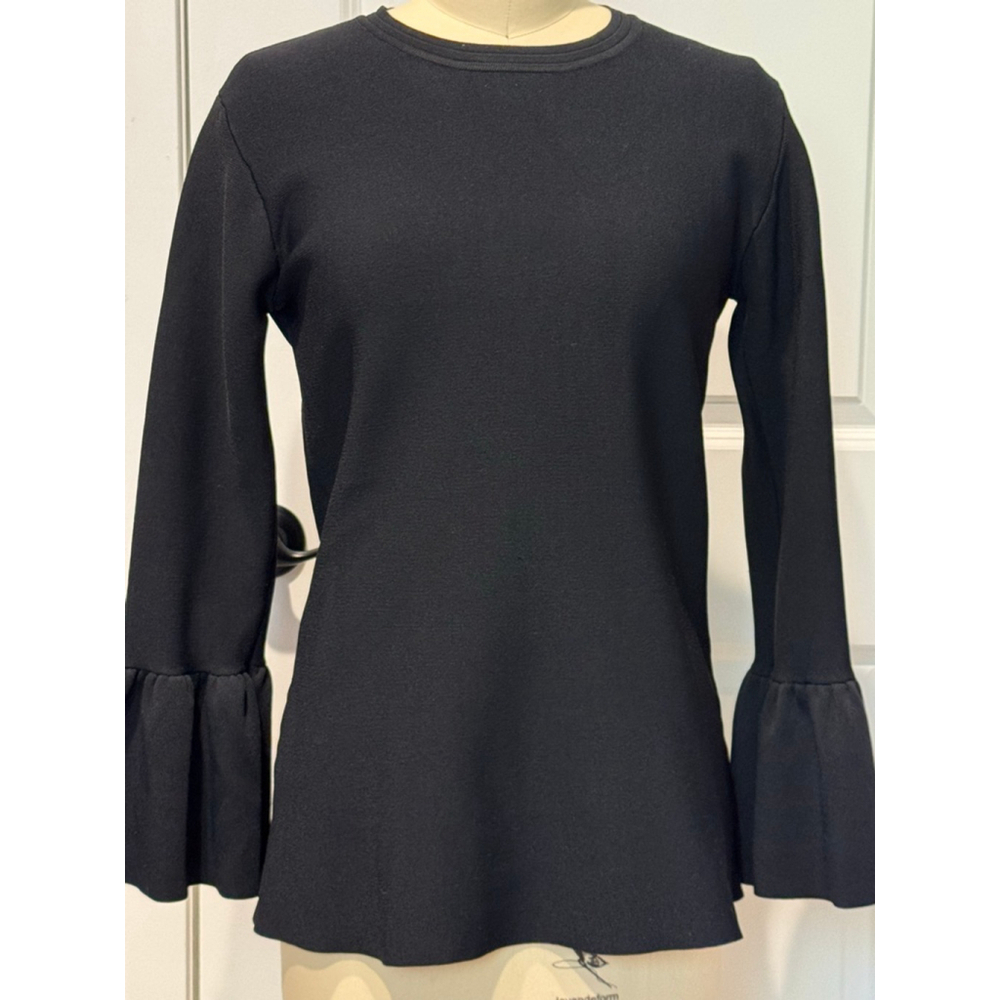 Women's Rachel Parcell Long bell Sleeve tunic knit top L Black